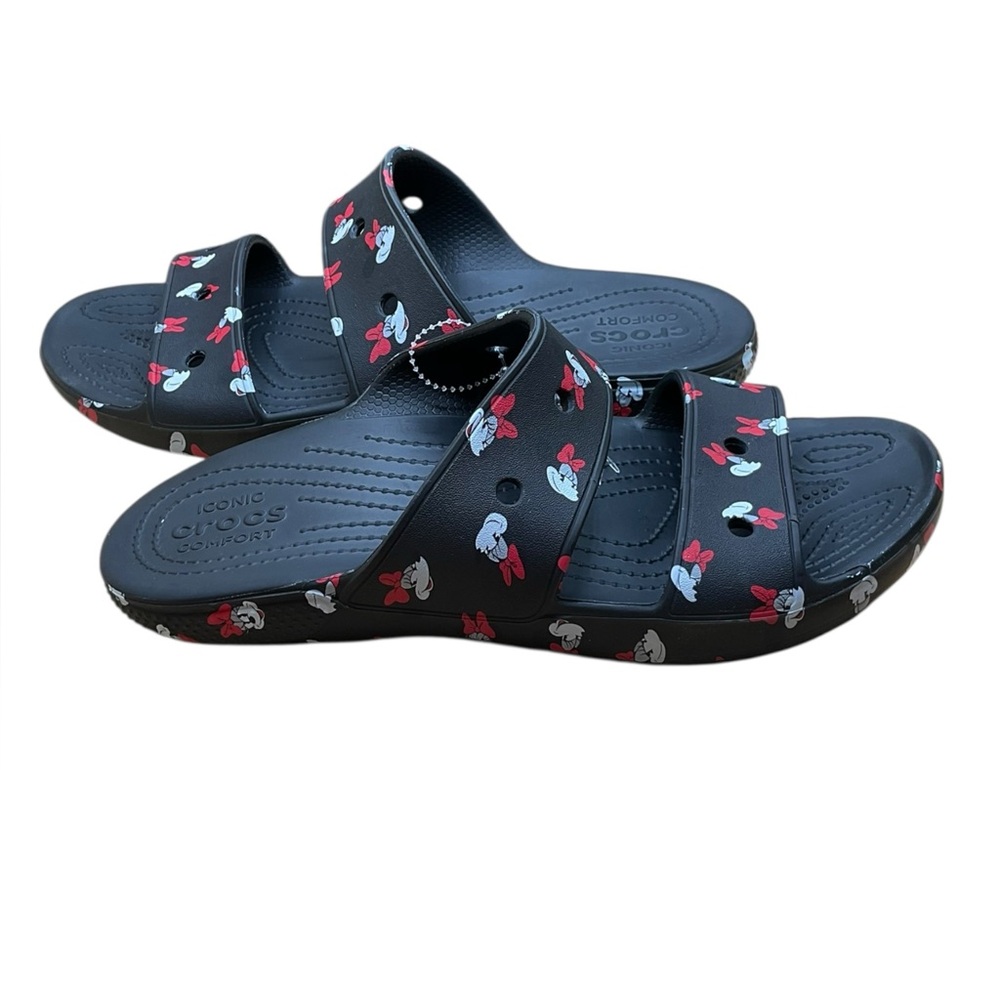 CROCS Black Minnie Mouse Pattern Slide Sandals